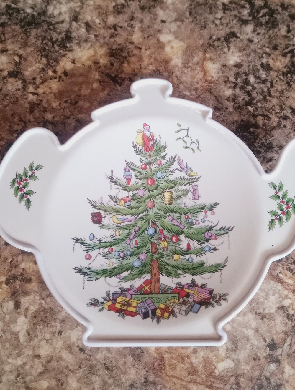 SPODE / Pimpernel Christmas Tree Spoon Rest Melamine Teapot Shaped